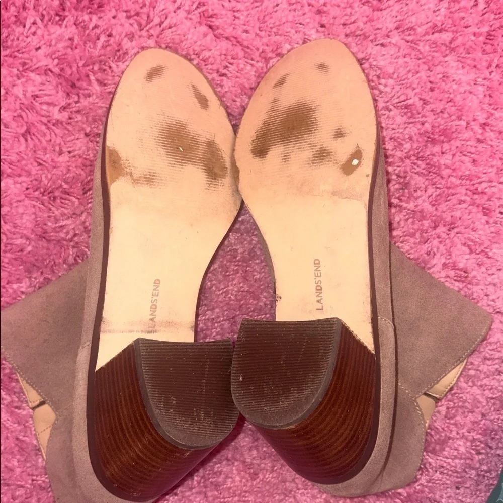 Lands End Suede Booties Taupe Brown Size 11